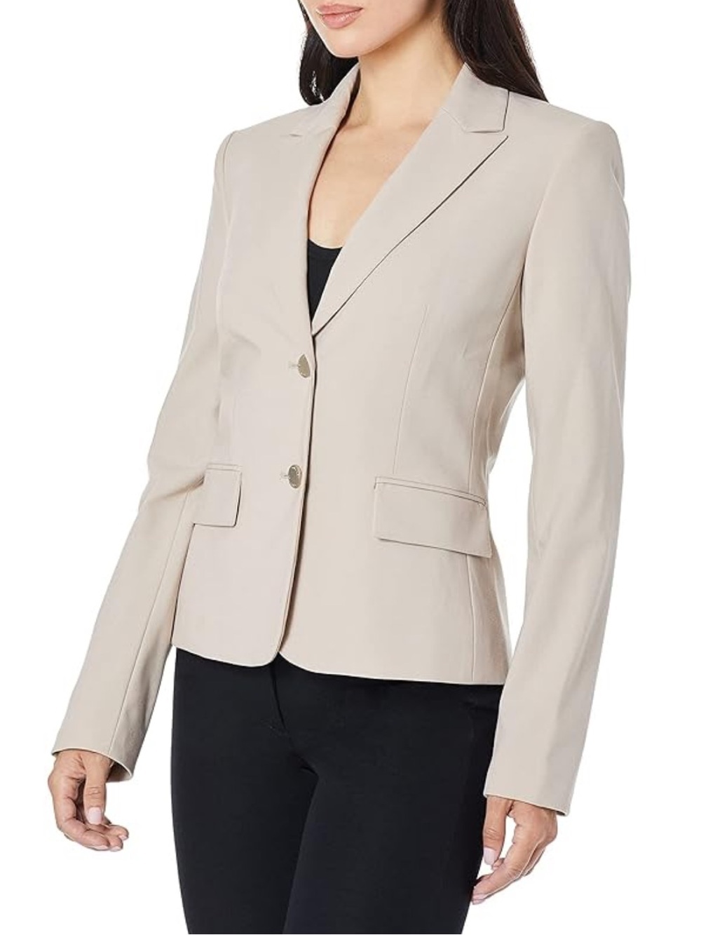 Calvin Klein Beige Notch Collar 2 Button Work Career Office Blazer size 14